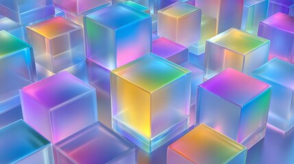 A mosaic composed of abstract transparent shapes in neon hues is perfect for futuristic branding