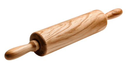 Wooden rolling pin isolated on a white background