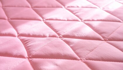 Inviting pink quilted bed with plush white pillow, a cozy retreat for relaxation and peaceful sleep
