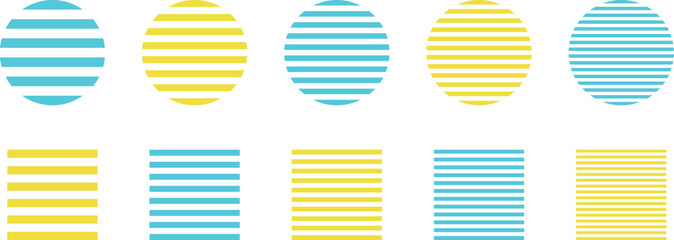 イラスト素材：ストライプ・ボーダーの幾何学模様　ベクター　Striped and border pattern isolated illustration set.