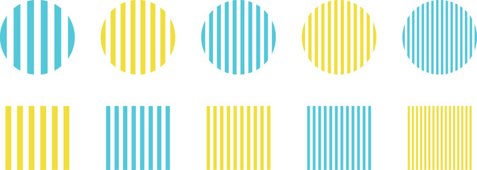 イラスト素材：ストライプ・ボーダーの幾何学模様　ベクター　Striped and border pattern isolated illustration set.