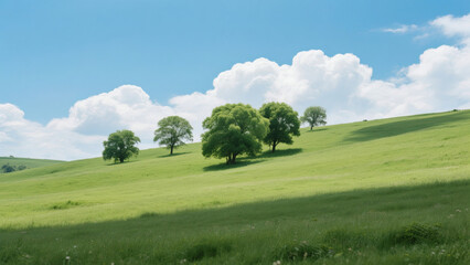 Naklejka premium green field and blue sky