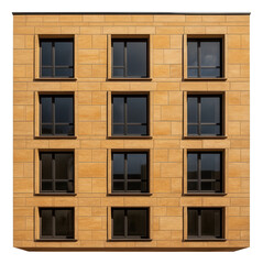 Obraz premium Facade with sandstone cladding stone, enhancing the aesthetic of an urban apartment building.