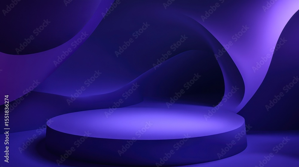 Poster abstract purple background with a round platform, perfect for product display or presentation.