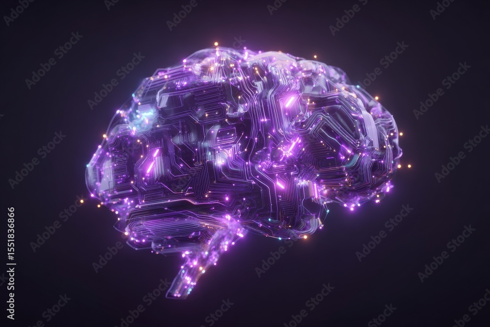 Poster futuristic technology is conceptualized through a digital ai electronic brain, which is fabricated f