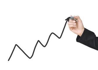Hand drawing growth graphs of financial indicator and accounting market economy analysis chart, business strategy concept.