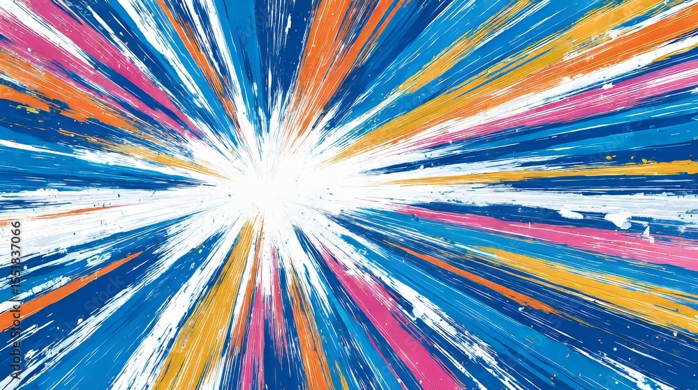 Poster a dynamic burst of multicolored paint splatters on a white backdrop forms a creative abstract design