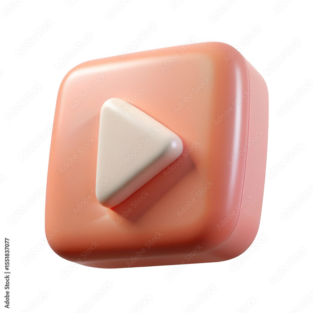 Poster 3d play button icon isolated on transparent background