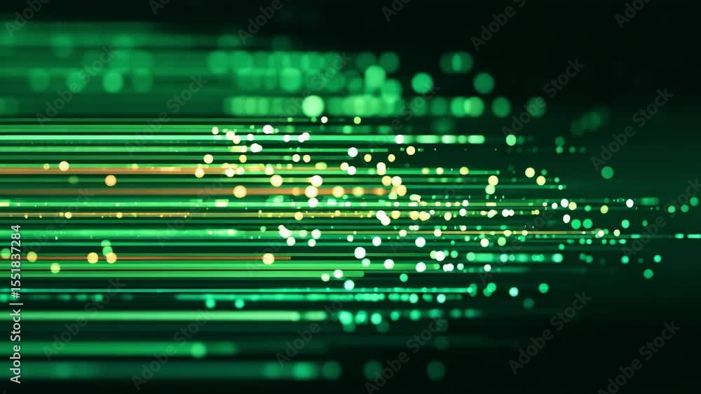 Aufkleber green glowing light streaks with digital particles create dynamic futuristic abstract motion effect