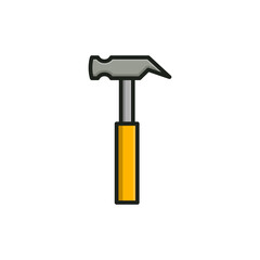 hammer simple flat outline icon illustration
