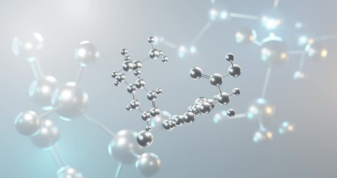 Eprotirome rotating 3d molecule, molecular structure of thyroid hormone analog seamless video

