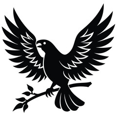 Obraz premium Silhouette of a bird with outstretched wings on a branch art