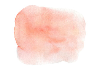 Delicate light watercolor gradient of orange and red colors stain. Artistic coral watercolour square shape blob, abstract shiny summer concept for banner design, juice background