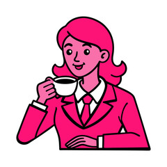 Obraz premium girl with a cup of coffee vector illustration