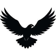 Fototapeta premium Silhouette of a bird with wings spread wide on a white background