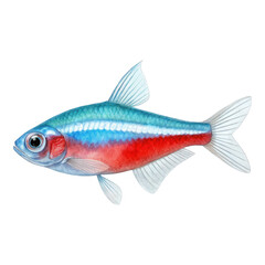 Obraz premium Colorful Cartoon Fish with Bright Red and Blue Scales in a Playful Design