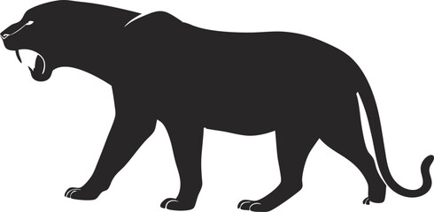 Silhouette of a black panther with mouth open and teeth bared