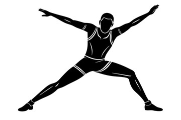 Silhouette Vector Art Illustration of Sportsman Stretching Exercise