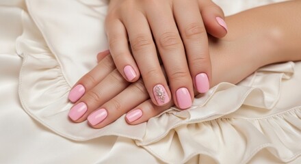 Pink manicured hands