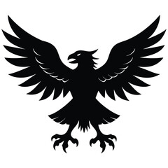 A black silhouette of an eagle with wings spread wide open