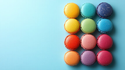 macarons on light blue background