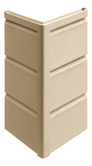 Vinyl siding corner post for a suburban home, in a neutral beige tone, offering durability and ease of maintenance against the elements.