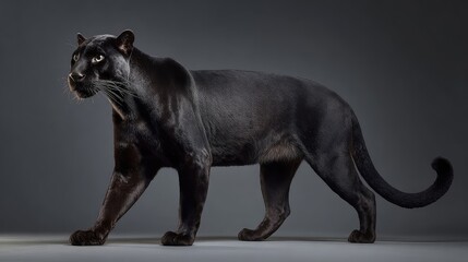 The black panther stands in a graceful and beautiful pose.  Generative Ai