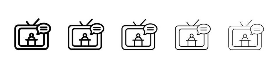 News presenter on TV Show icon simple illustration logo art