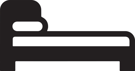Fototapeta premium Solid Black Bed Icon Vector In Flat Silhouette Style
