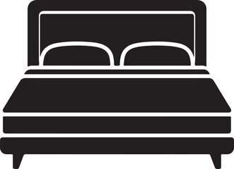 Simple Bed Icon Silhouette In Vector For Hotel Booking