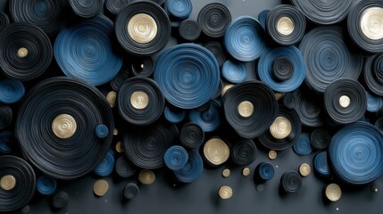 A captivating background for various design and artistic projects is formed by an abstract tree ring texture in deep blue hues