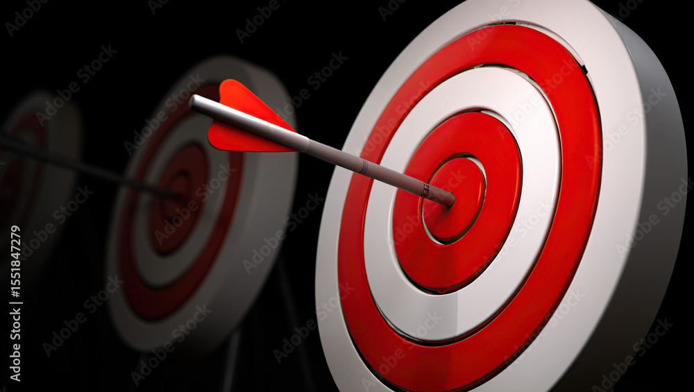 Poster precision and focus demonstrated by an arrow hitting the center of a target, symbolizing accuracy an