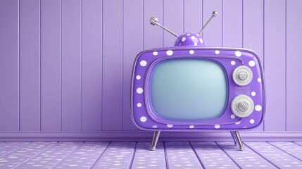 This retro television set, with its antique and vintage purple design, represents a bygone era of outdated electronics and classic entertainment, now replaced by modern technology and screen