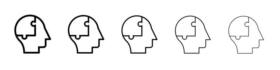 People head with puzzles icon simple illustration logo art