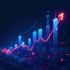 "Futuristic Stock Market Chart with Candlestick and Trend Lines – Financial Data Vector Illustration"