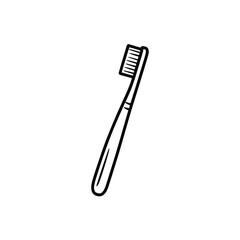 Simple Black and White Toothbrush Illustration for Dental Hygiene Concepts