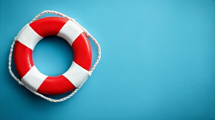 A detailed close-up view of a life preserver with a red and white striped design highlights marine safety