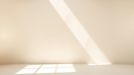 Interior space featuring a wall with a rectangular light beam falling in through an unseen window