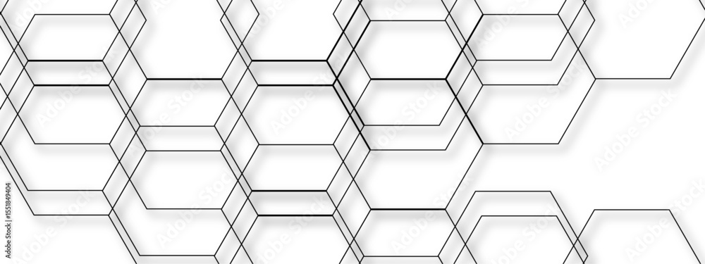 Aufkleber abstract seamless geometric background with interconnected hexagons outlined in thin gray lines on a