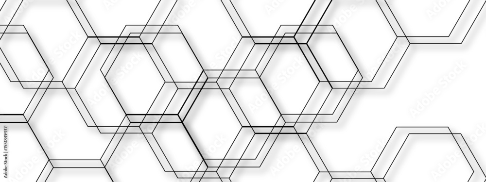 Aufkleber abstract seamless geometric background with interconnected hexagons outlined in thin gray lines on a