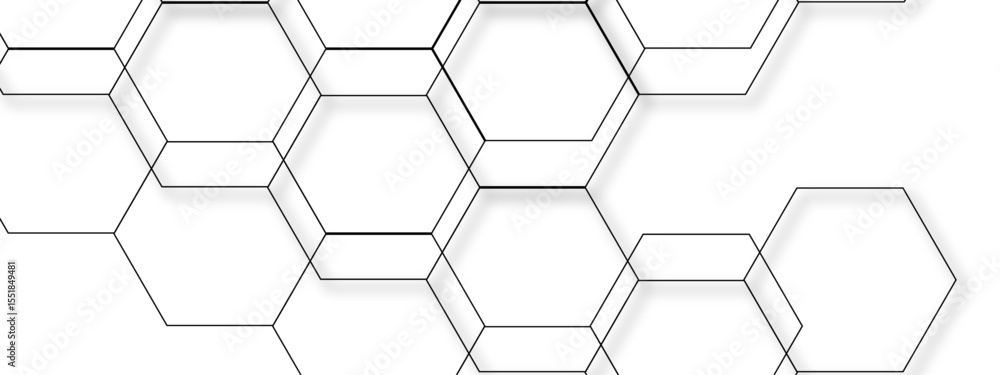 Aufkleber abstract seamless geometric background with interconnected hexagons outlined in thin gray lines on a