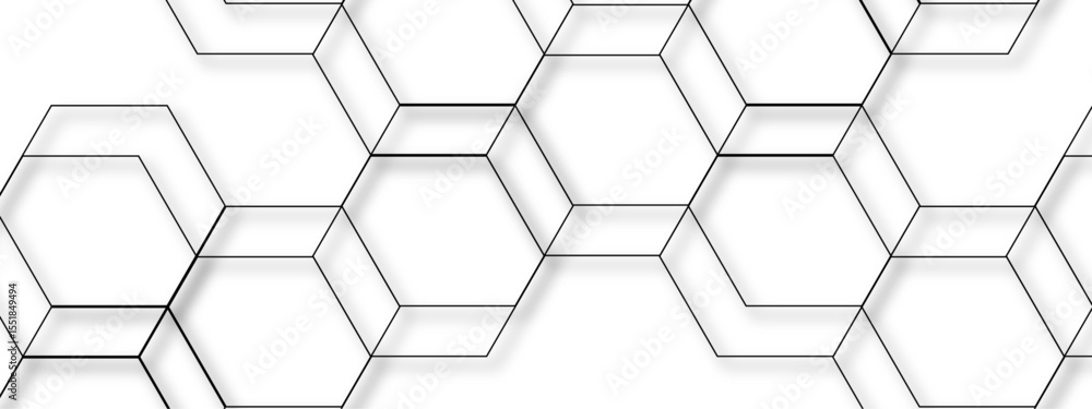 Aufkleber abstract seamless geometric background with interconnected hexagons outlined in thin gray lines on a