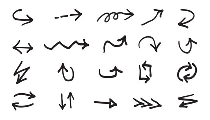 Hand Drawn Arrows Vector Illustration Set Directional Elements Navigation Design Graphic, Pointing navigation