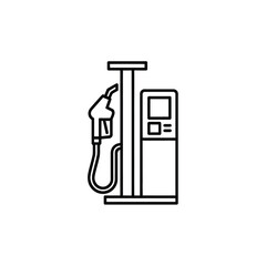 Gas station pump icon in outline style fuel dispenser symbol design