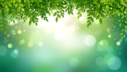 Fototapeta premium Green leaves background with bokeh effect.
