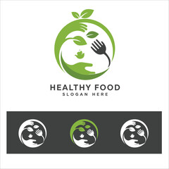 Healthy Food Logo Template, Green Vegetables