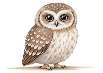 Fototapeta premium watercolor owl illustration isolated on white background