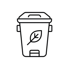 Organic Waste Bin Line Icon for Composting and Recycling Initiatives