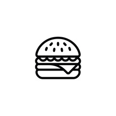 Minimalist Burger Icon Simple Black and White Line Drawing of a Cheeseburger
