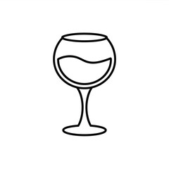 Elegant Wine Glass Outline Minimalist Design for Bar Restaurant or Celebration